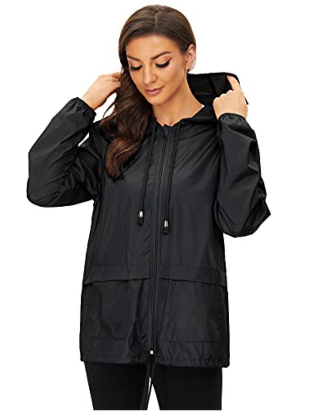 Womens Lightweight Waterproof Rain Jacket Packable Windbreaker Cycling
